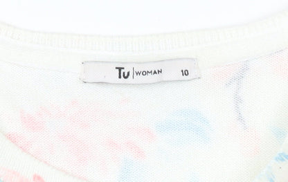 Tu Women Multicoloured Floral Cardigan Size 10 Crew Neck