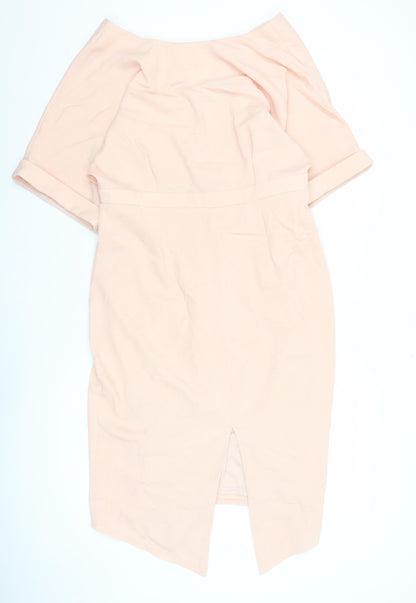 ASOS Women's Pink Off Shoulder Bodycon Dress Size 16