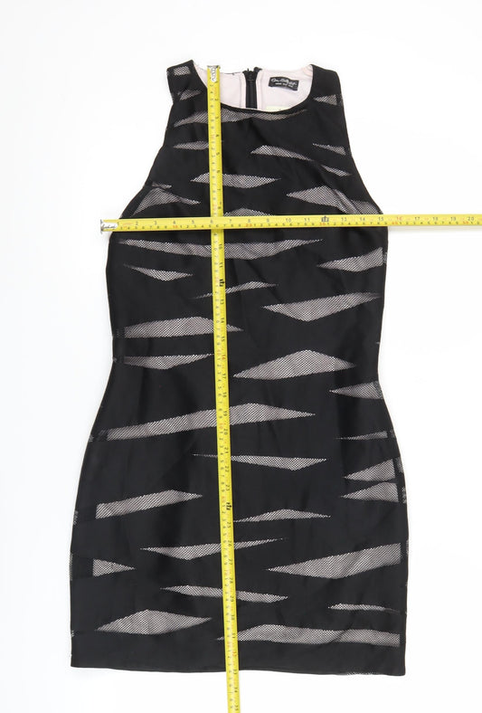 Miss Selfridge Women’s Black Sheath Dress Size 12 Party Cocktail Mesh