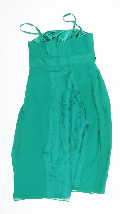 Monsoon Women’s Green Silk Beaded A-Line Cocktail Dress UK 10