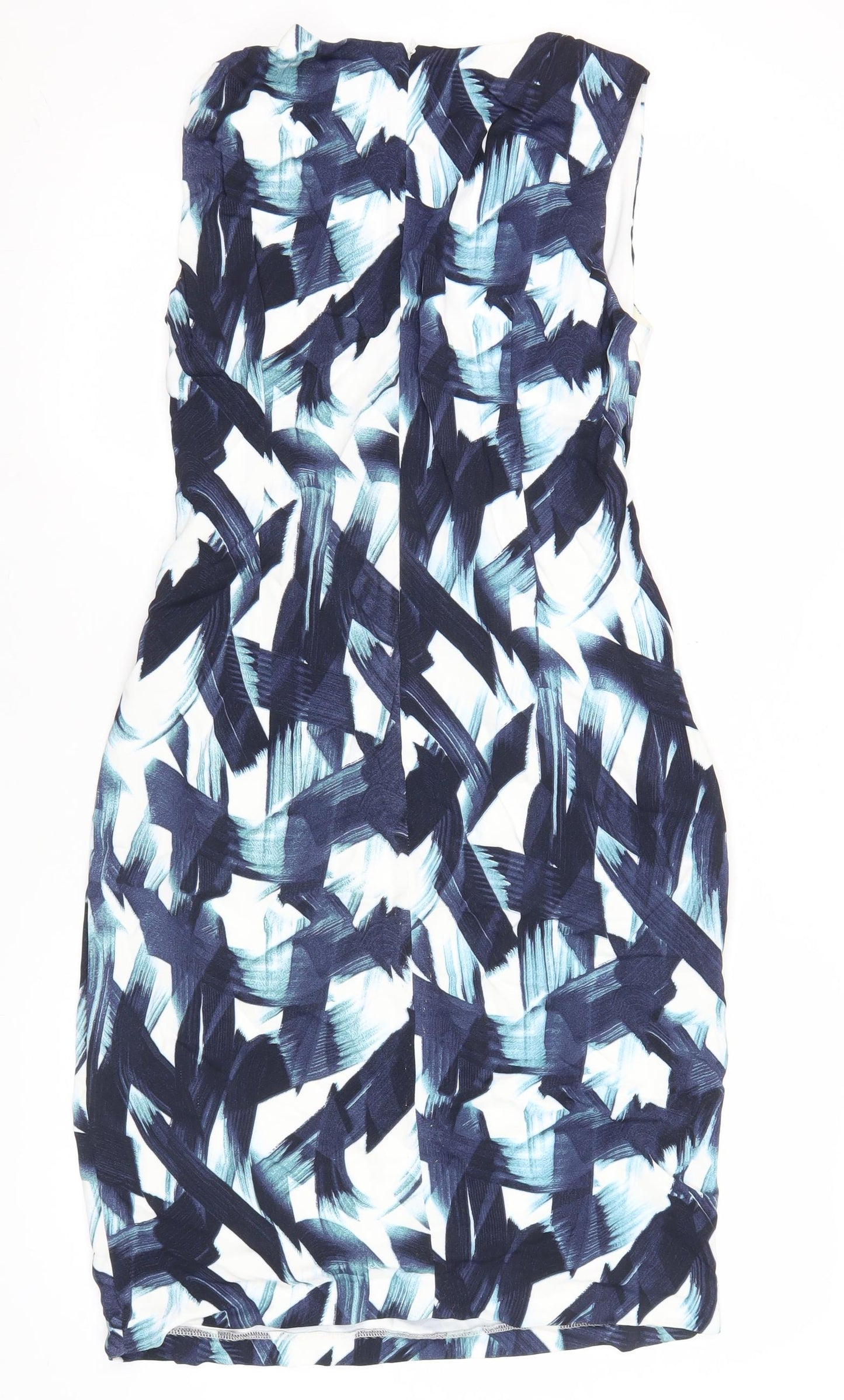 Phase Eight Women’s Blue Abstract Ruched Sheath Dress Size 10