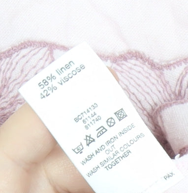 F&F Women’s Pink Floral Embroidered A-Line Midi Skirt Size 14