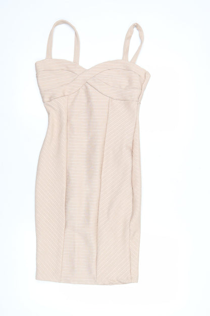 Miss Selfridge Women’s Beige Bodycon Mini Dress Size 10 Sleeveless