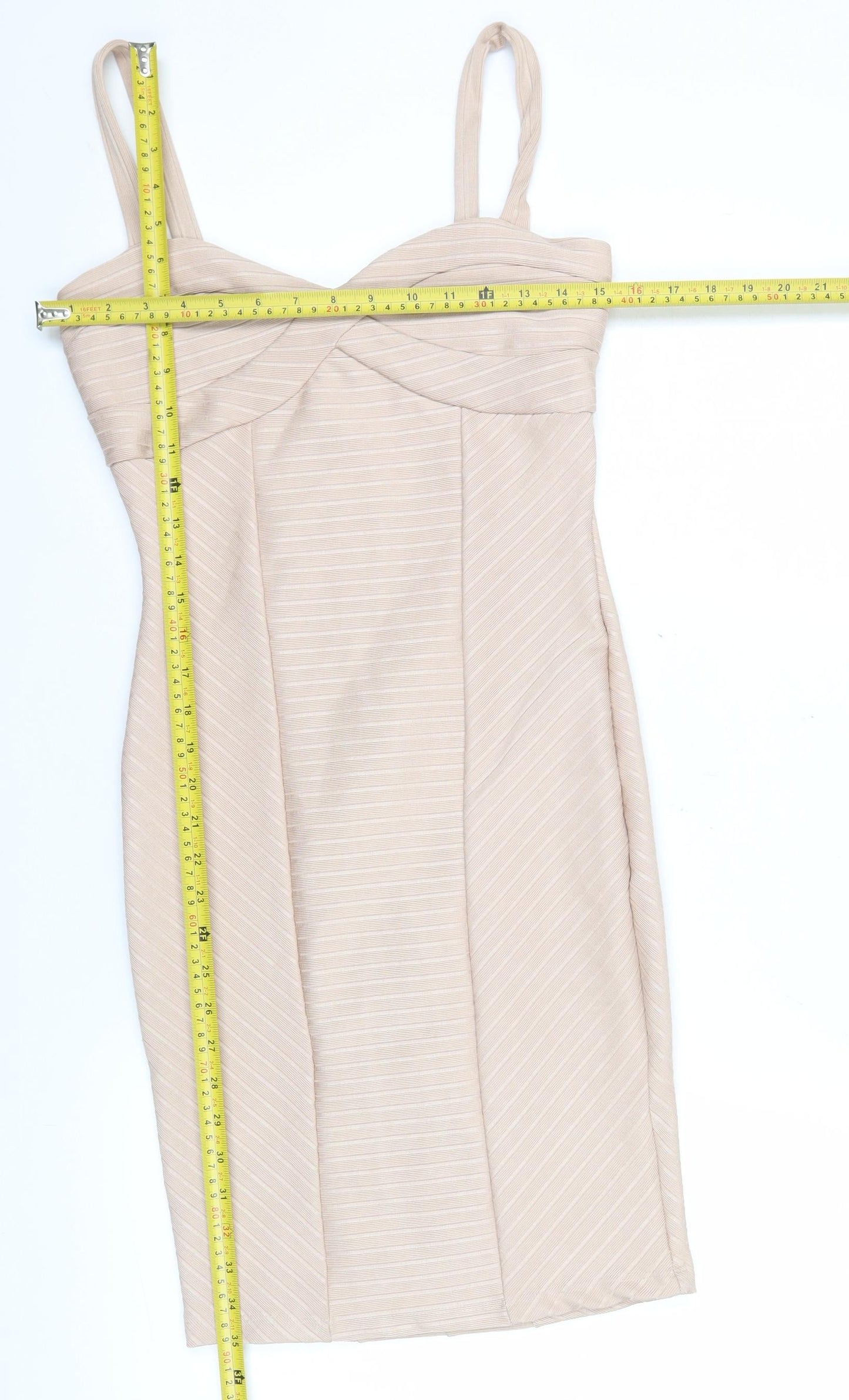 Miss Selfridge Women’s Beige Bodycon Mini Dress Size 10 Sleeveless