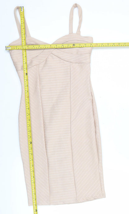 Miss Selfridge Women’s Beige Bodycon Mini Dress Size 10 Sleeveless