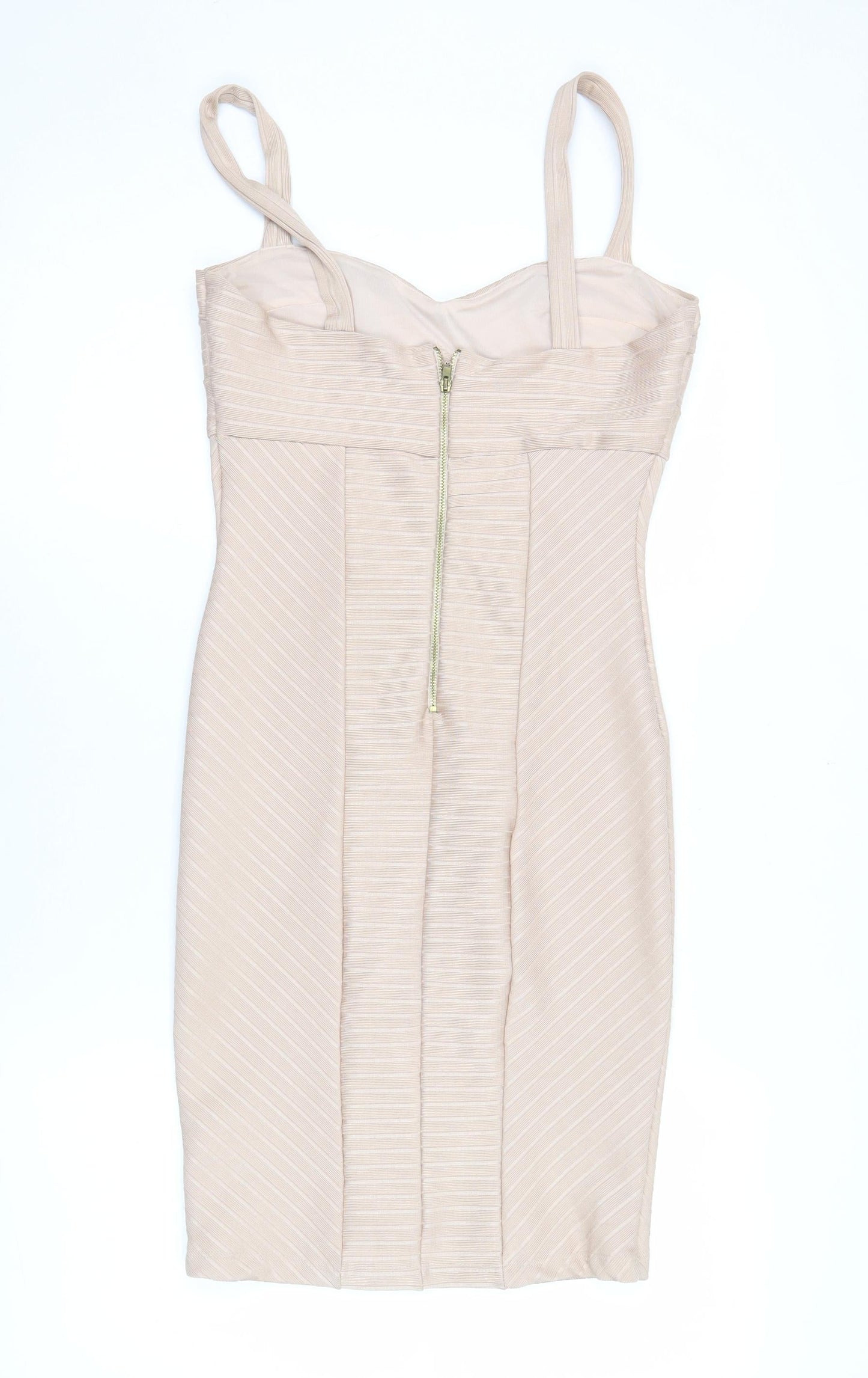 Miss Selfridge Women’s Beige Bodycon Mini Dress Size 10 Sleeveless