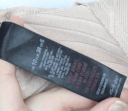 Miss Selfridge Women’s Beige Bodycon Mini Dress Size 10 Sleeveless