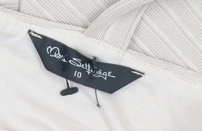 Miss Selfridge Women’s Beige Bodycon Mini Dress Size 10 Sleeveless