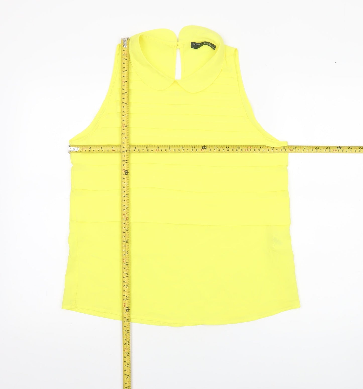 Mudo Collection Women’s Yellow Sleeveless Collared Blouse L