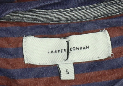 Jasper Conran Men’s Brown Blue Striped Cotton Crew Neck T-Shirt S