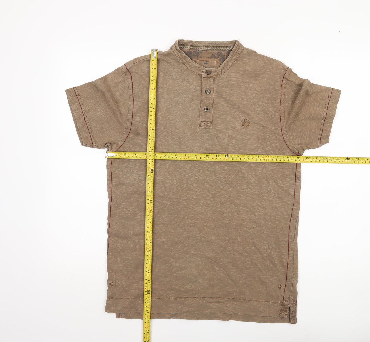 North Coast Men’s Brown Henley Short Sleeve T-Shirt Size S