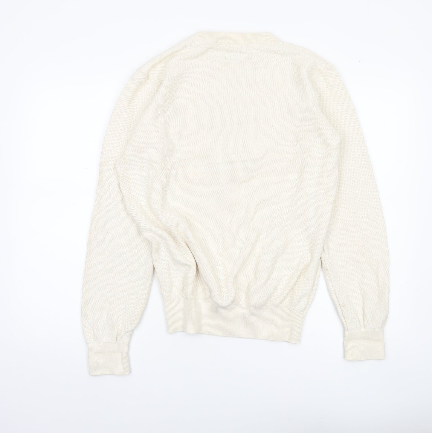 Celio Unisex Ivory Cotton Pullover Sweatshirt M Logo College Style