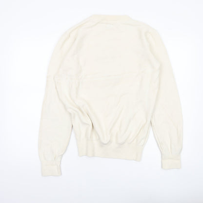 Celio Unisex Ivory Cotton Pullover Sweatshirt M Logo College Style