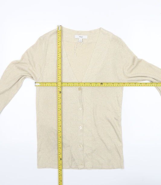 Womens UK Size M Marks and Spencer Beige Cardigan Jumper