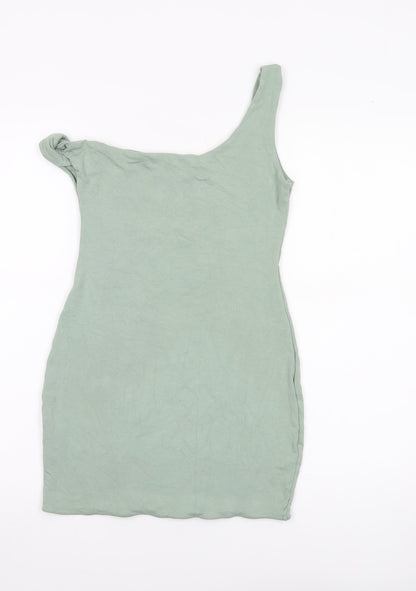 Oh Polly Women Green One Shoulder Bodycon Mini Dress Size 12