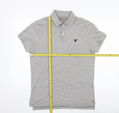 American Eagle Men’s Grey Polo Shirt Athletic Fit Size S