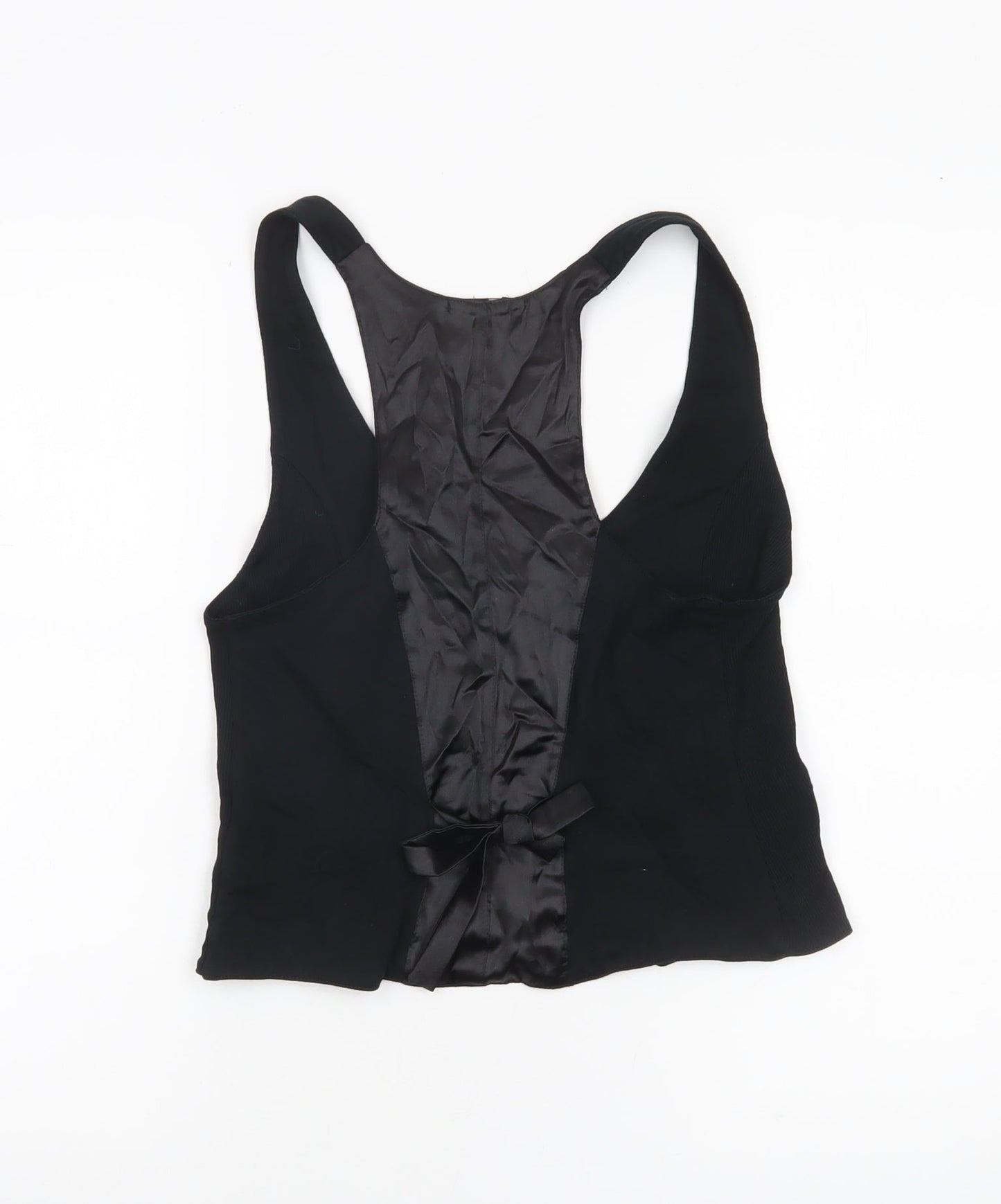 Marks and Spencer Womens Black Size 12 Sleeveless V-Neck Button Blouse