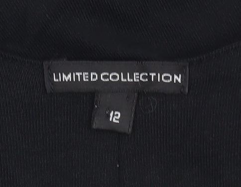Marks and Spencer Womens Black Size 12 Sleeveless V-Neck Button Blouse