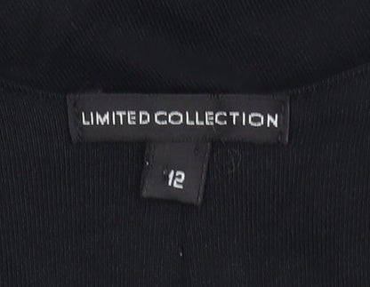 Marks and Spencer Womens Black Size 12 Sleeveless V-Neck Button Blouse