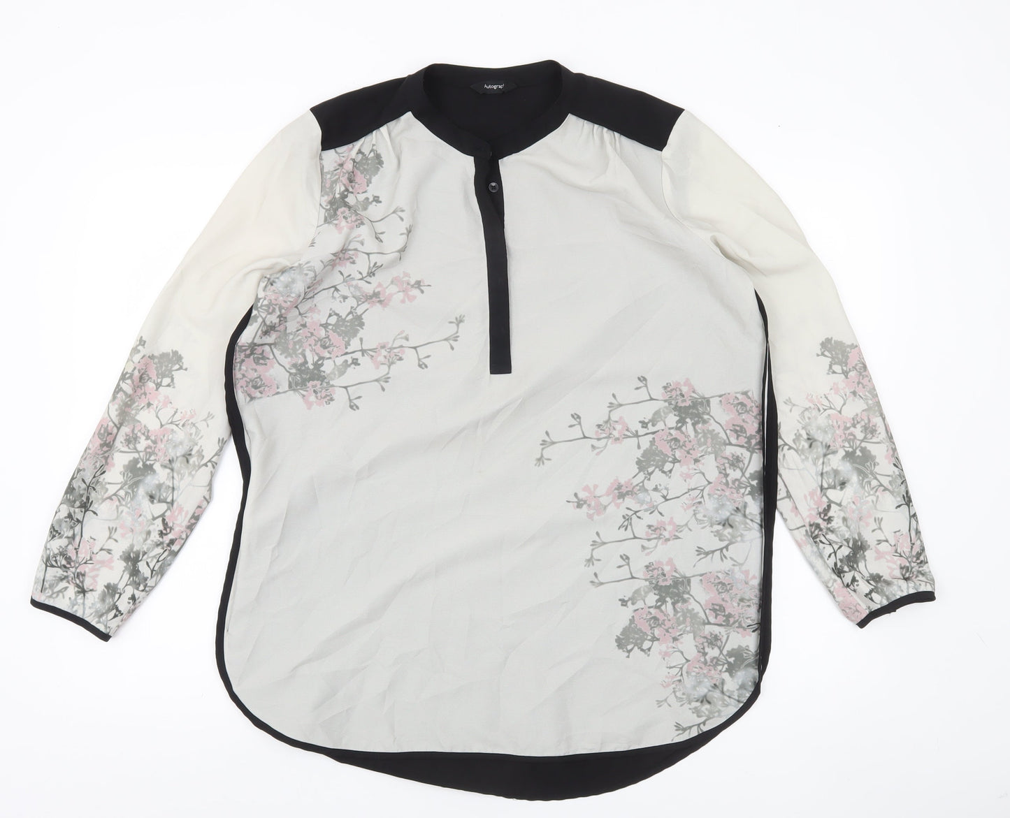 Marks and Spencer Autograph Women's Floral Tunic Blouse Size 14 Black White