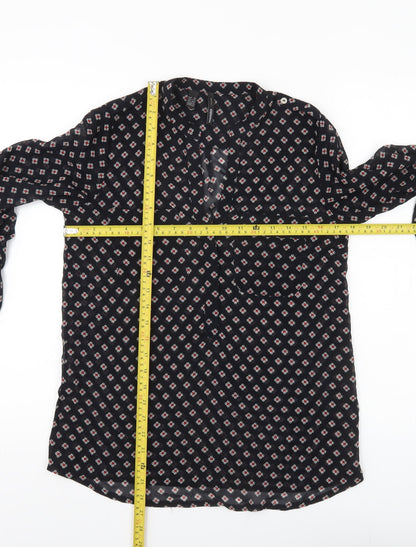 Mango Womens Black XS Tunic Blouse Geometric Print Long Sleeve
