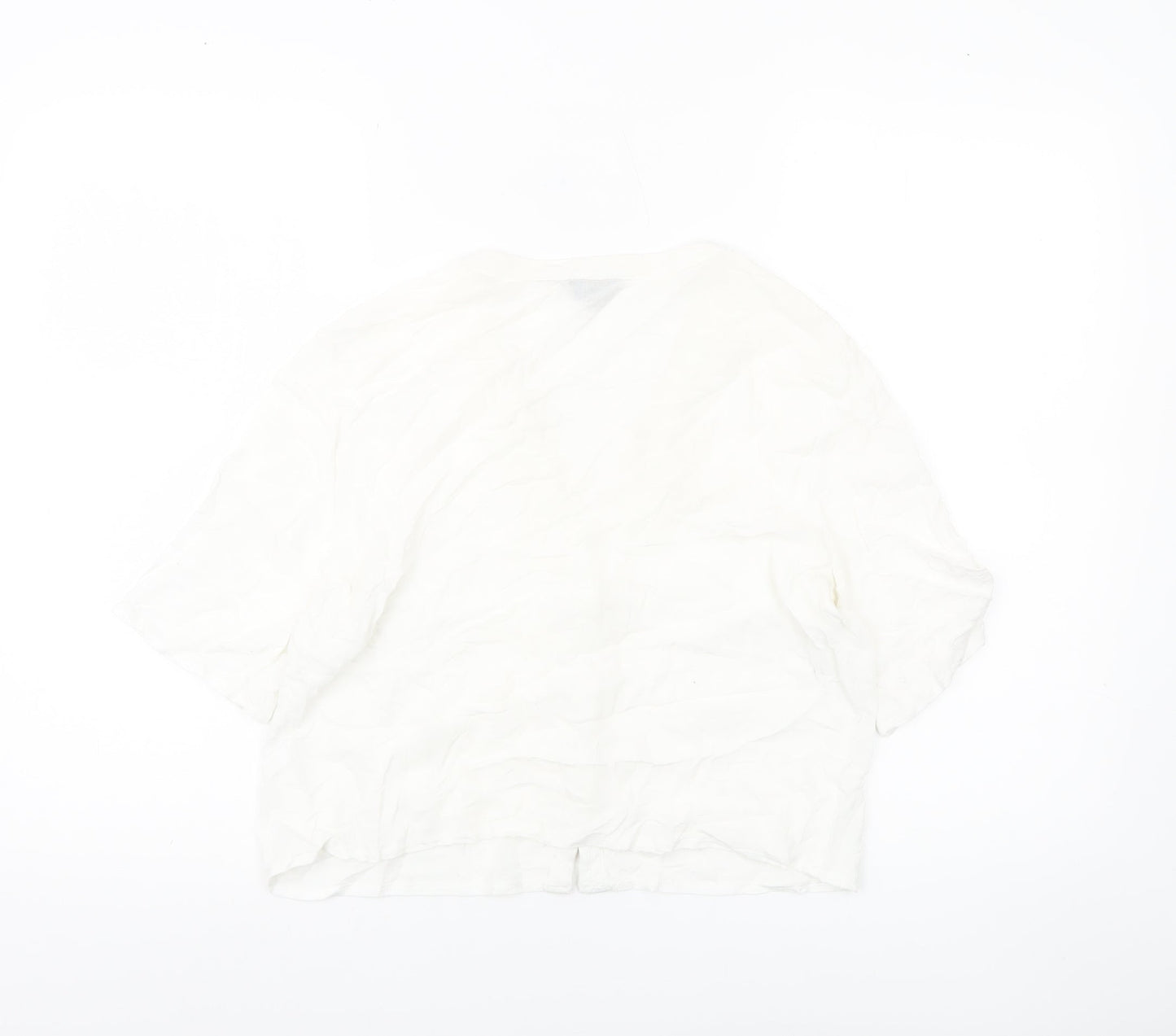 Topshop Women’s White Size 10 Cropped Button-Up V-Neck Shirt