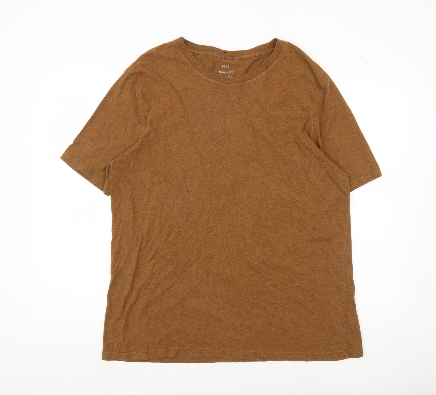 Marks and Spencer Men’s Brown XL Regular Fit Cotton T-Shirt