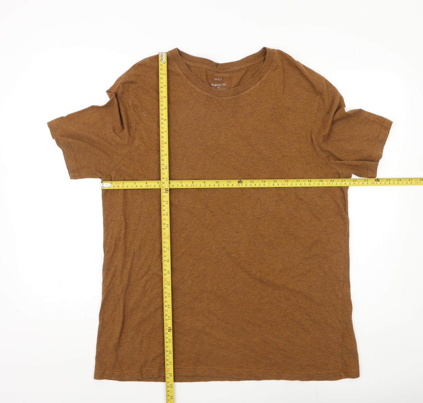Marks and Spencer Men’s Brown XL Regular Fit Cotton T-Shirt