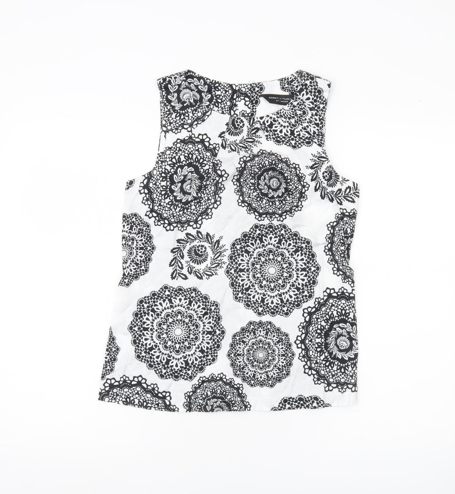 Dorothy Perkins Women’s Black White Floral Cotton Sleeveless Blouse Size 8