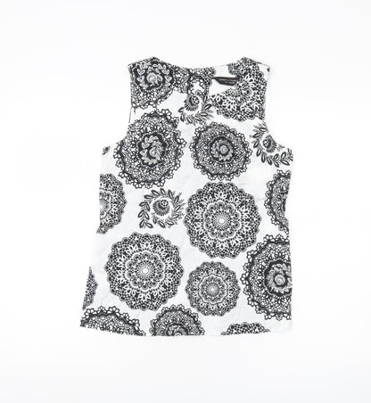 Dorothy Perkins Women’s Black White Floral Cotton Sleeveless Blouse Size 8