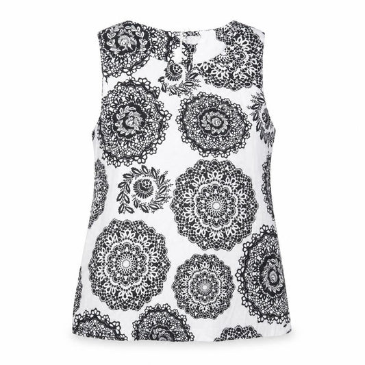 Dorothy Perkins Women’s Black White Floral Cotton Sleeveless Blouse Size 8