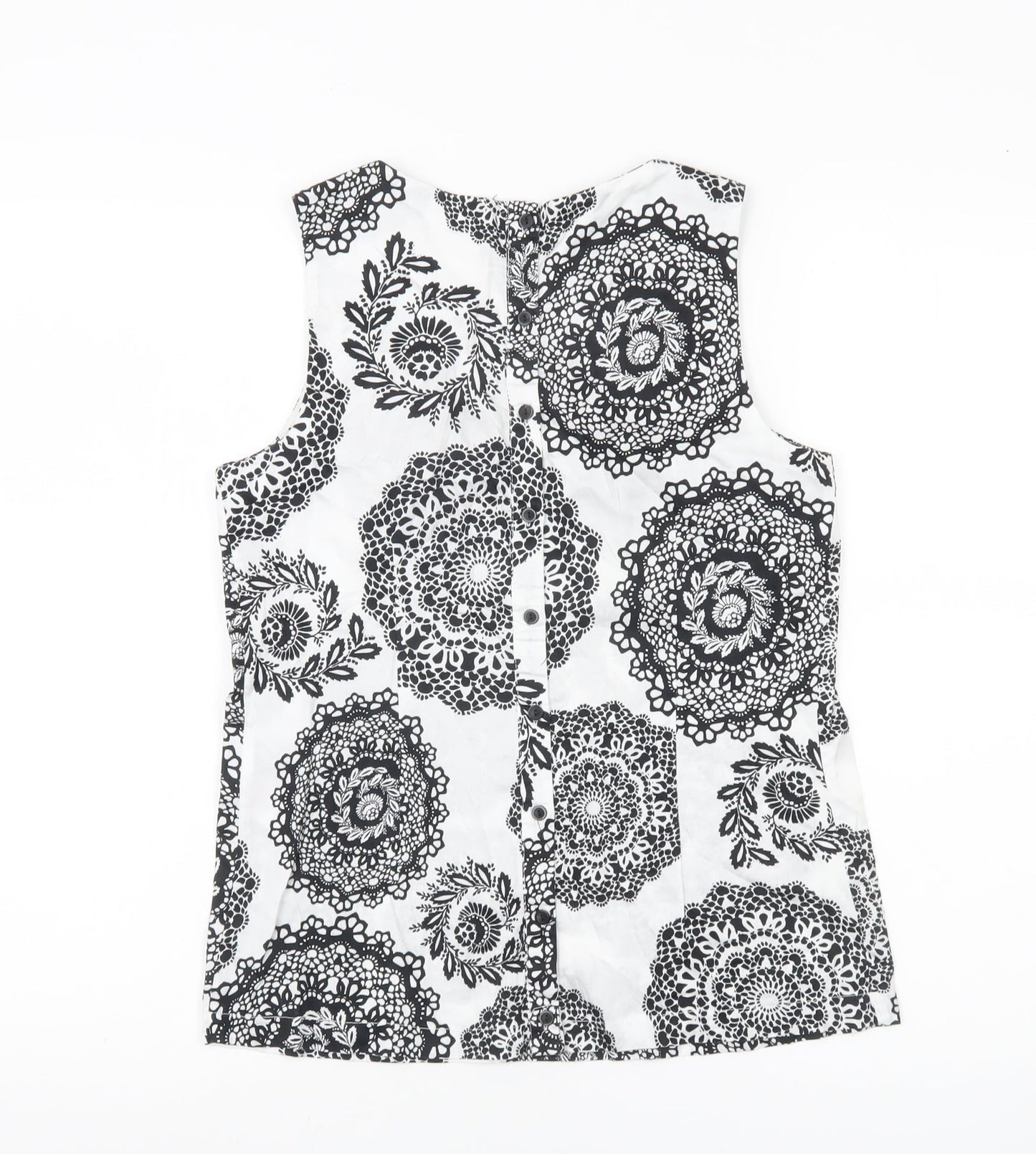 Dorothy Perkins Women’s Black White Floral Cotton Sleeveless Blouse Size 8