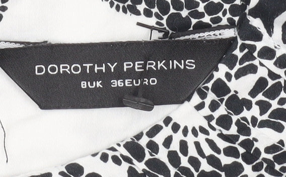 Dorothy Perkins Women’s Black White Floral Cotton Sleeveless Blouse Size 8