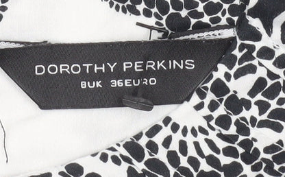 Dorothy Perkins Women’s Black White Floral Cotton Sleeveless Blouse Size 8