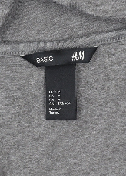 H&M Women Grey Skater Dress Size 12 Scoop Neck 3/4 Sleeve Casual