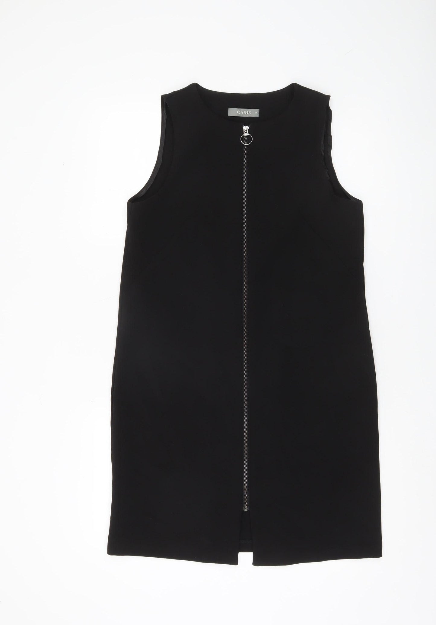Oasis Women’s Black Shift Dress Size 10 Sleeveless Zip Classic Workwear