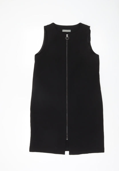 Oasis Women’s Black Shift Dress Size 10 Sleeveless Zip Classic Workwear