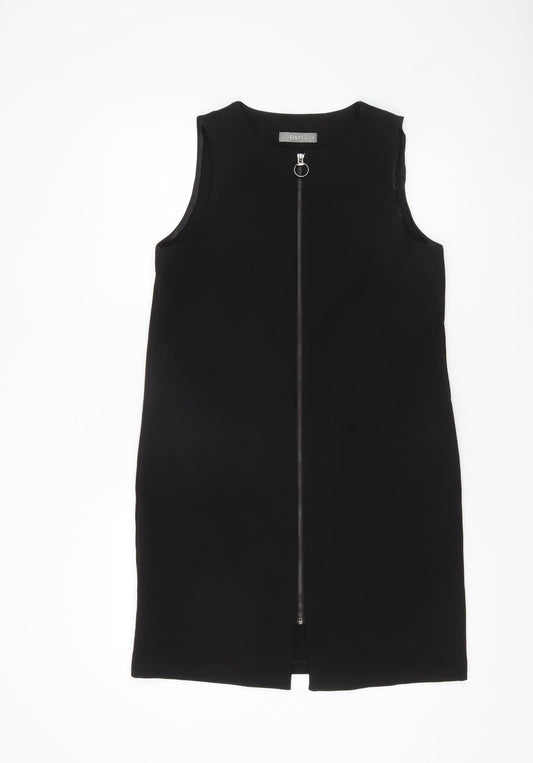 Oasis Women’s Black Shift Dress Size 10 Sleeveless Zip Classic Workwear