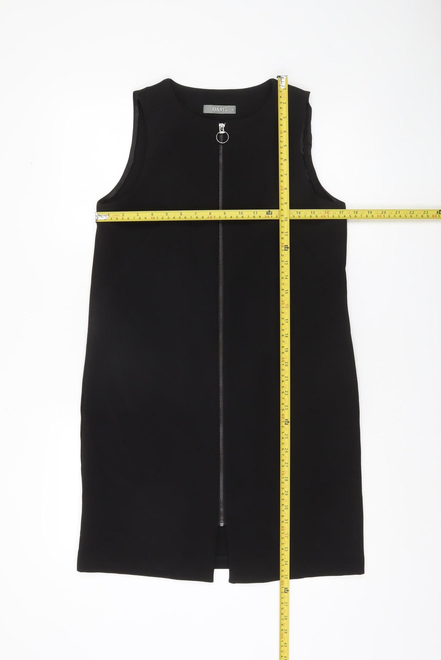 Oasis Women’s Black Shift Dress Size 10 Sleeveless Zip Classic Workwear