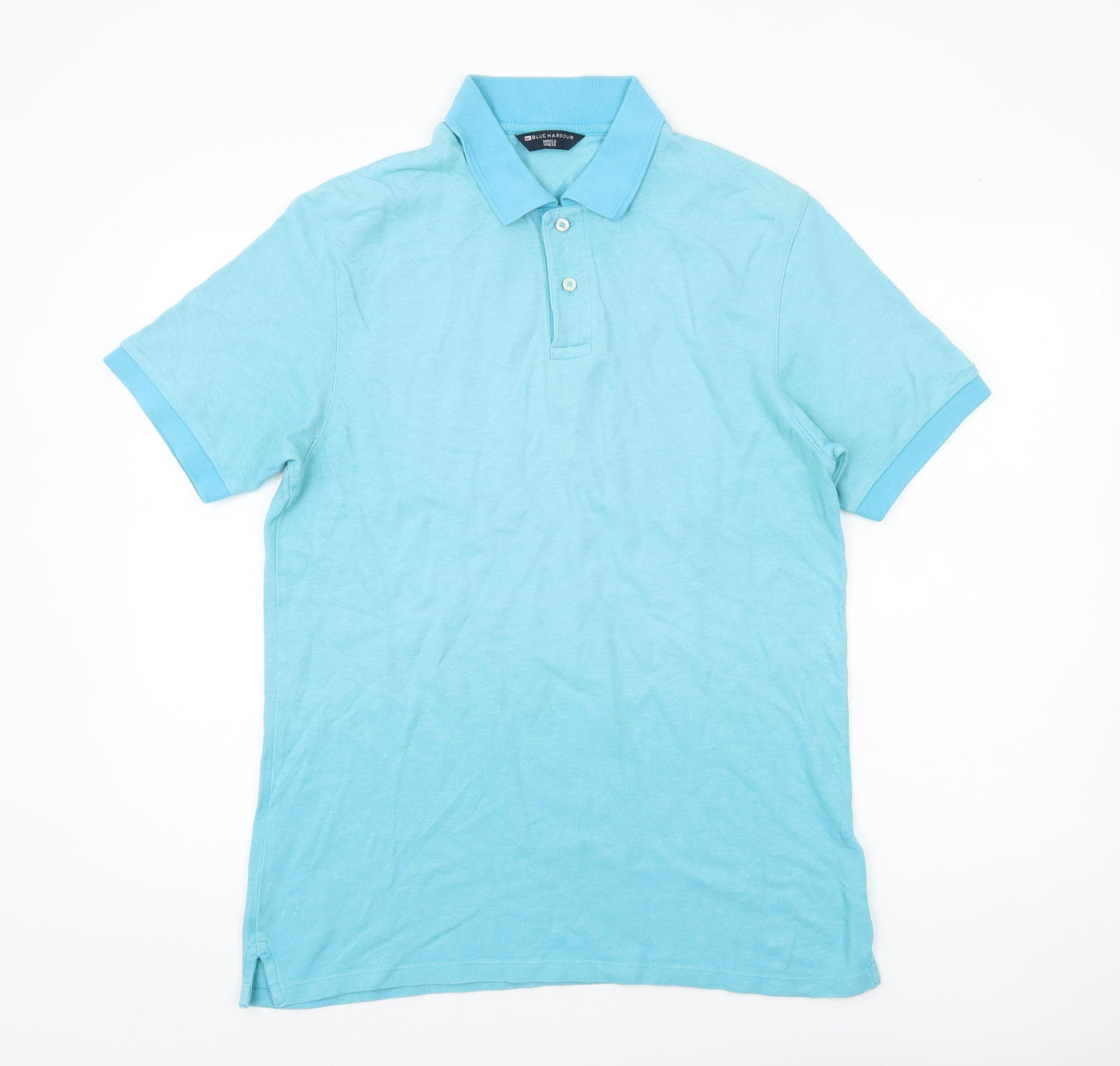 Marks and Spencer Men’s Blue Polo Shirt Size M Cotton Short Sleeve