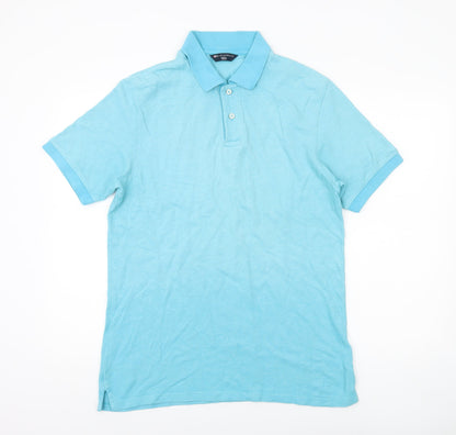 Marks and Spencer Men’s Blue Polo Shirt Size M Cotton Short Sleeve