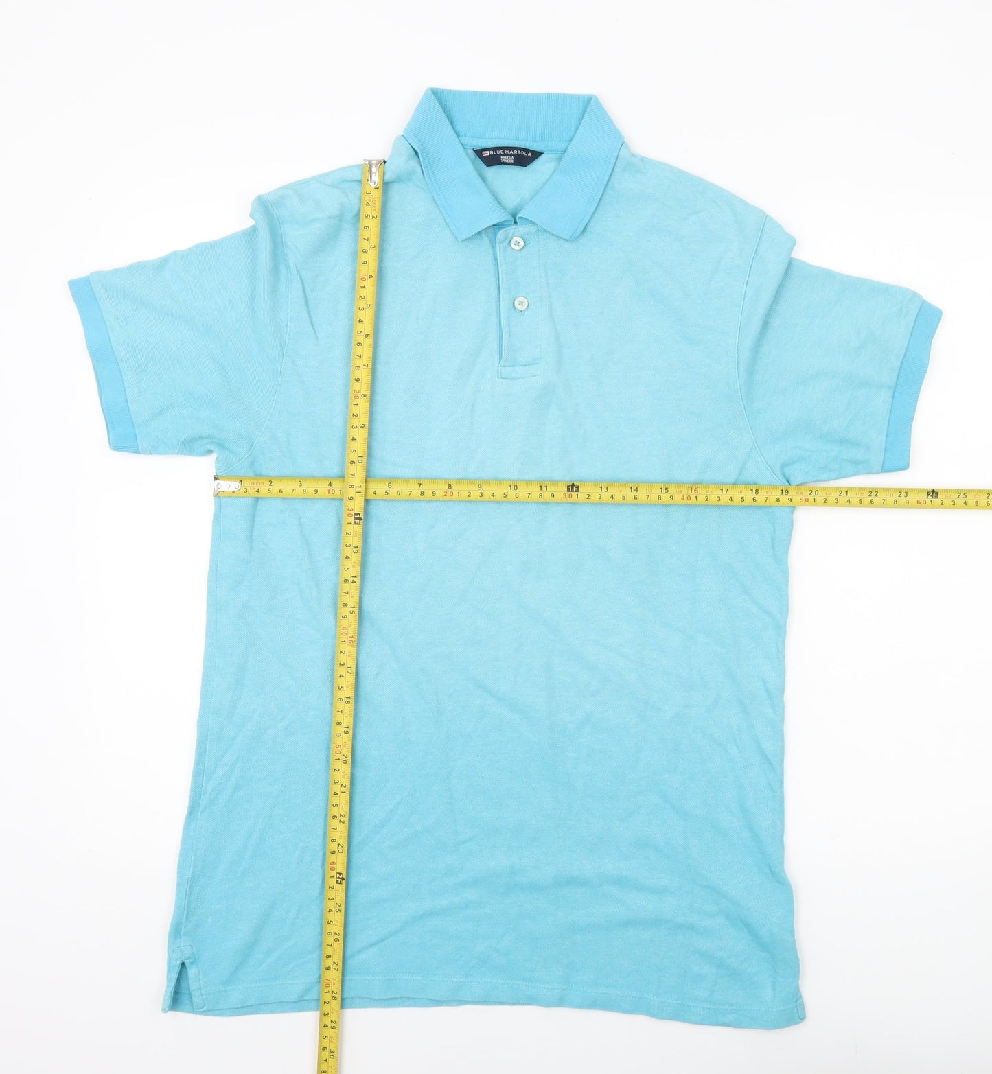 Marks and Spencer Men’s Blue Polo Shirt Size M Cotton Short Sleeve