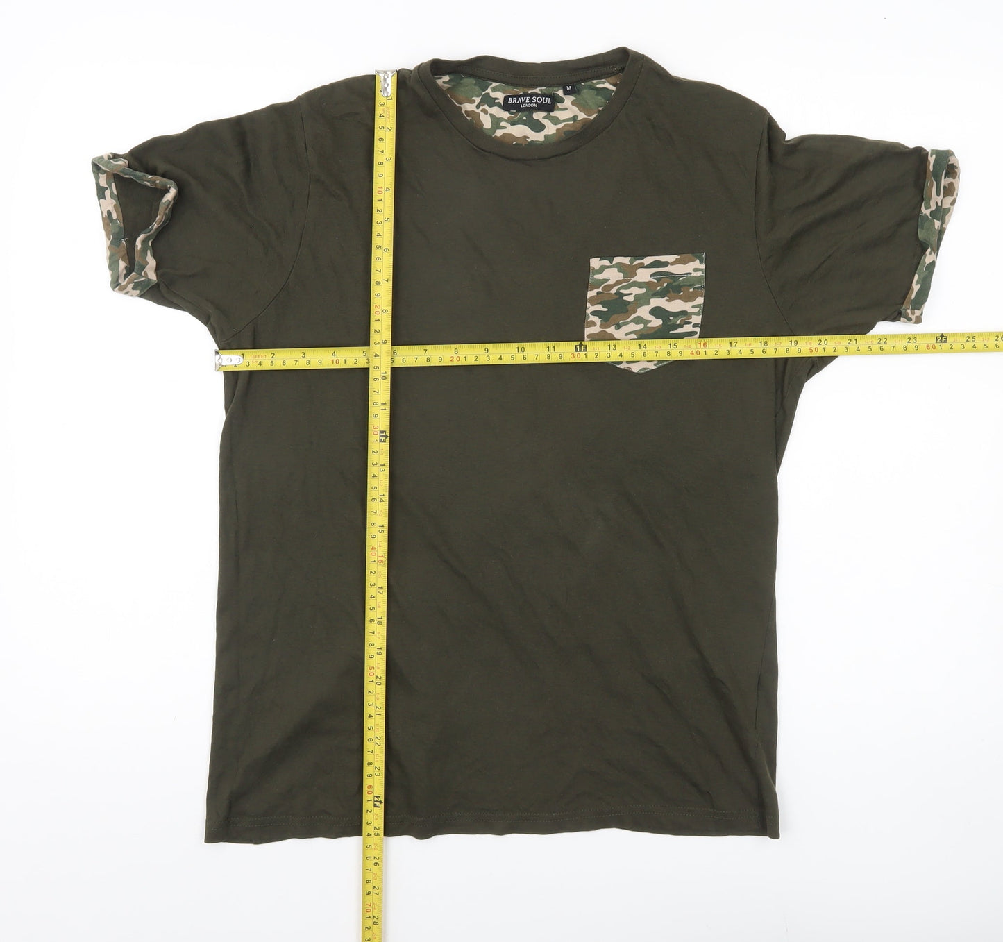 Mens UK Size M Brave Soul Green  T-Shirt