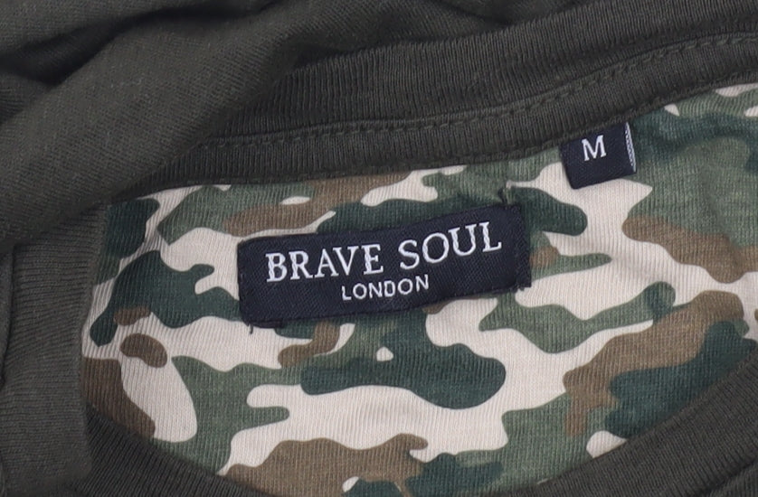 Mens UK Size M Brave Soul Green  T-Shirt