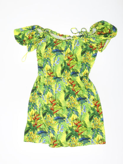 Oasis Women’s Multicoloured Tropical Off Shoulder Skater Dress M