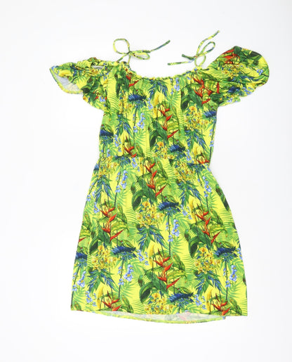 Oasis Women’s Multicoloured Tropical Off Shoulder Skater Dress M