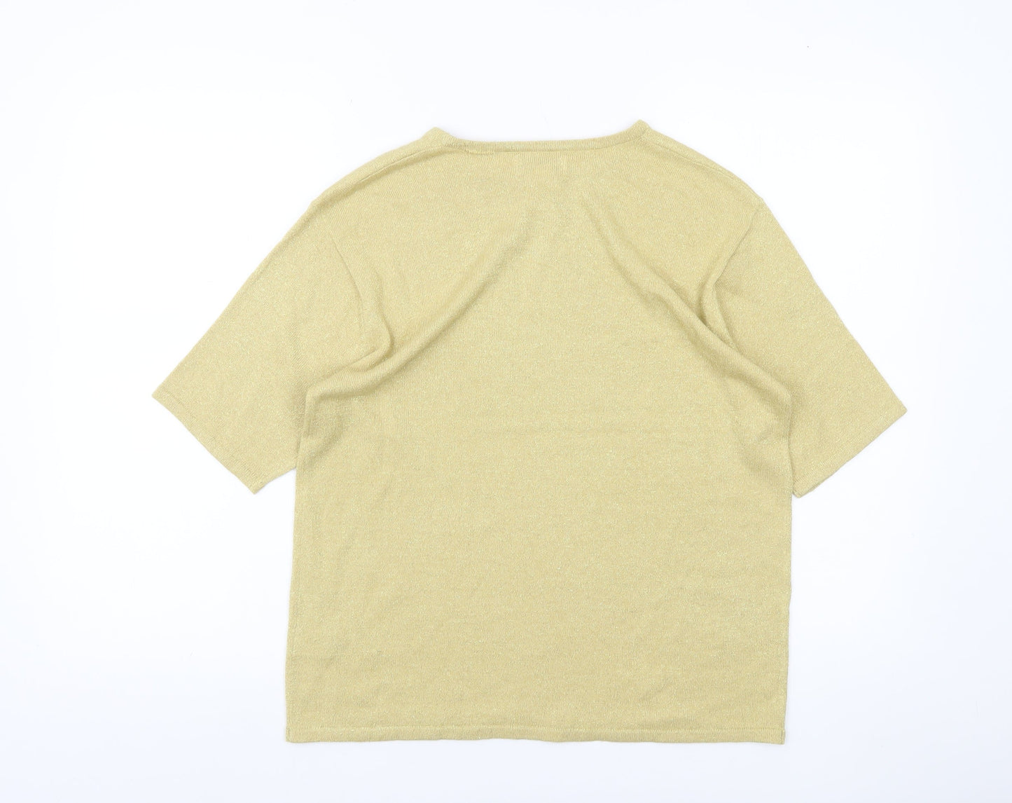 Yarnworks Womens Gold Glitter Knit Pullover Jumper Size S