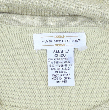 Yarnworks Womens Gold Glitter Knit Pullover Jumper Size S