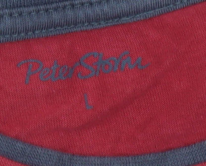 Peter Storm Men's Red Crew Neck Cotton T-Shirt L