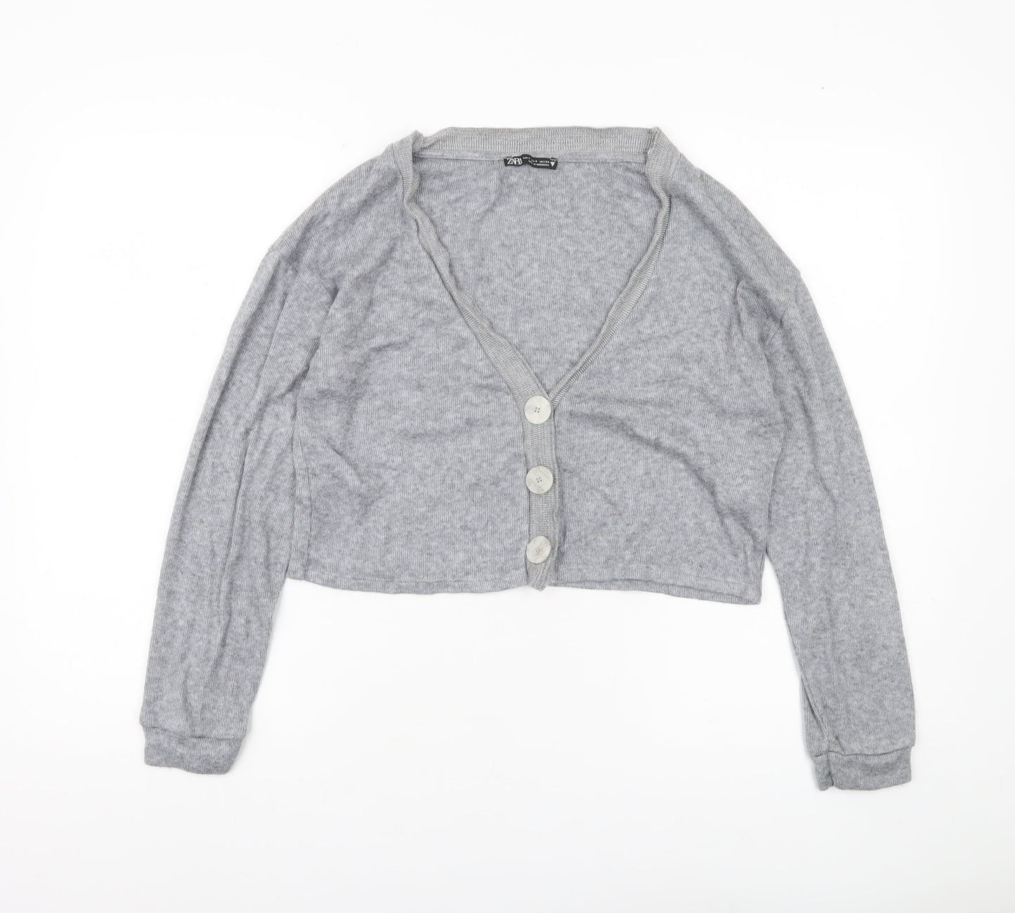 Womens UK Size S Zara Grey Cardigan Jumper